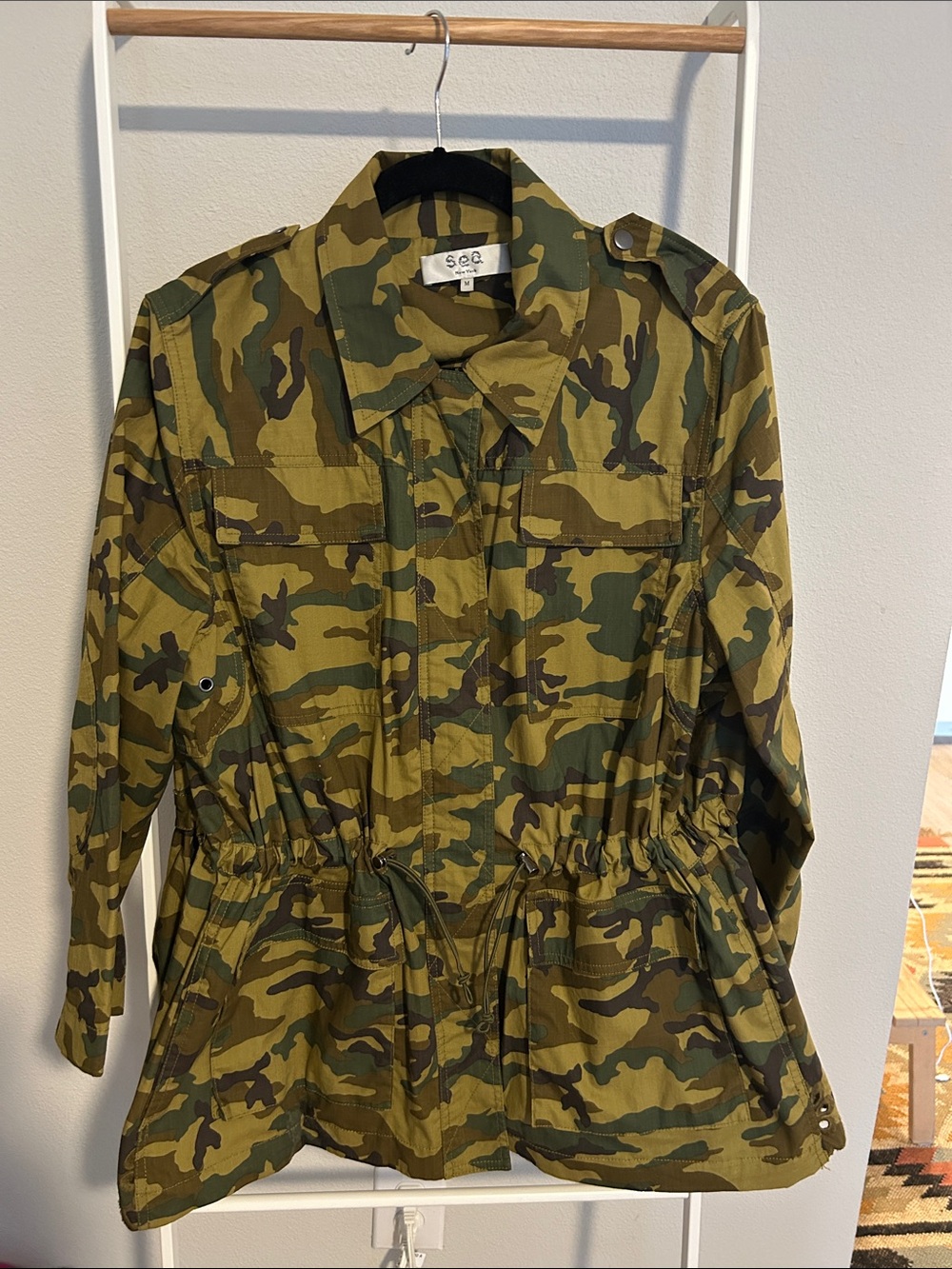 Sea New York Green Camouflage Drawstring Utility Jacket